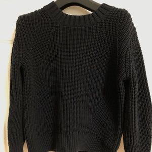 Everlane Textured Cotton Crew, Navy Blue, XS